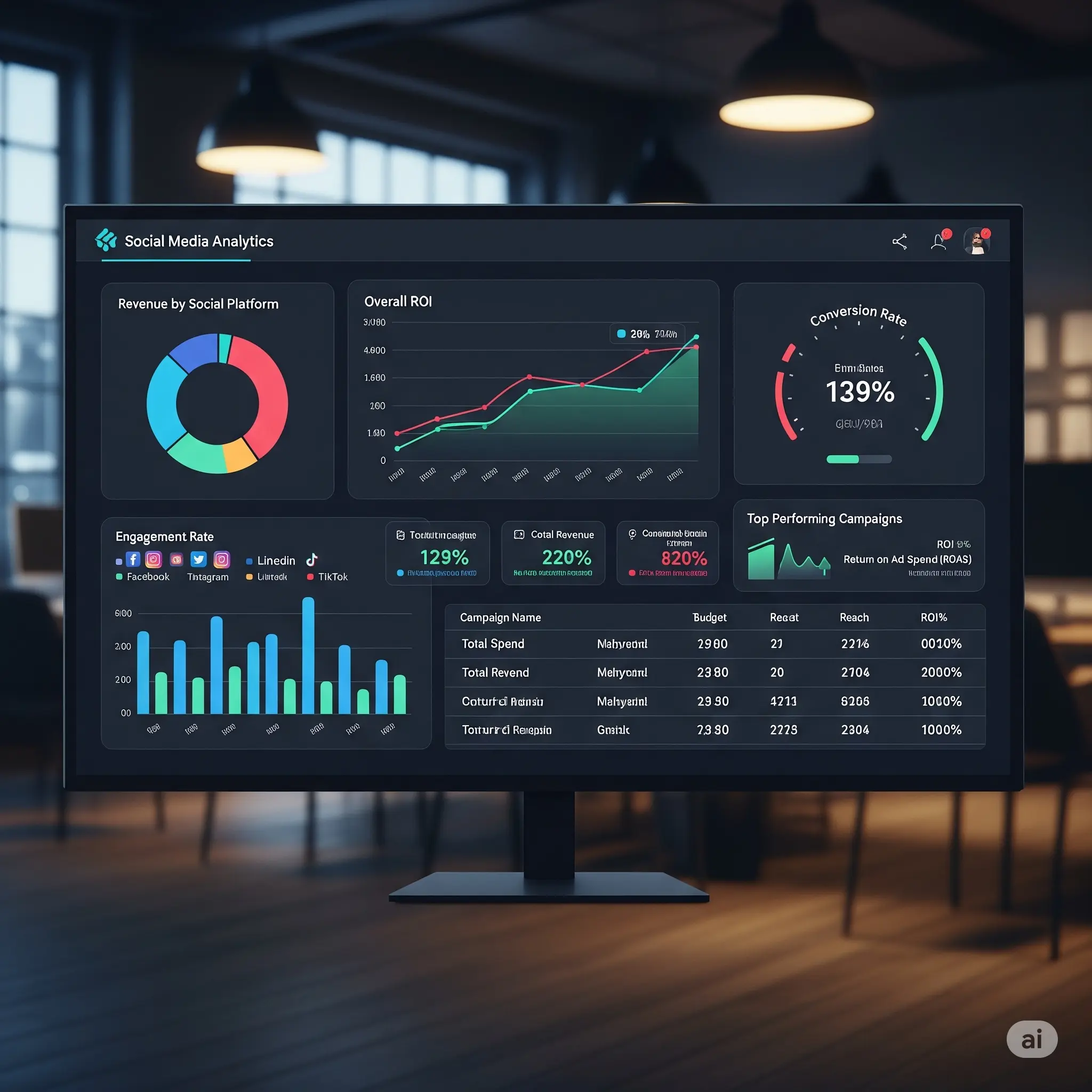 Dashboard đo lường ROI social media